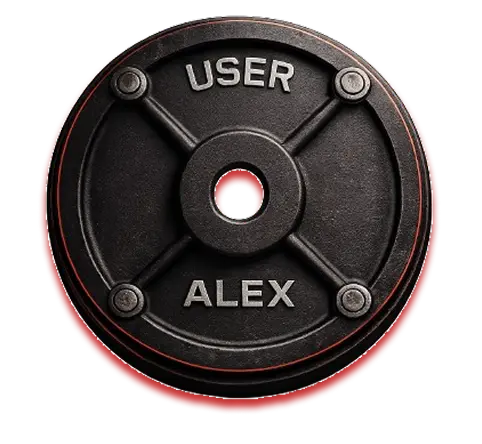 User Alex represented as a weight plate